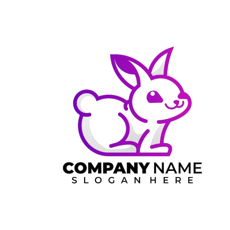 Vector Gratis rabbit line art gradient logo
