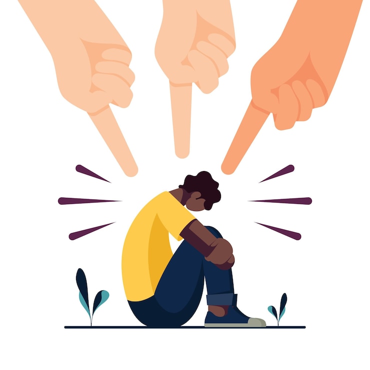 Vector Gratis racism concept with hands pointing at person