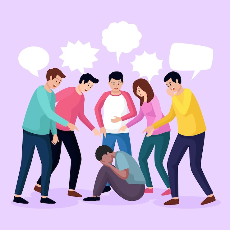 Vector Gratis racism concept with people picking on someone