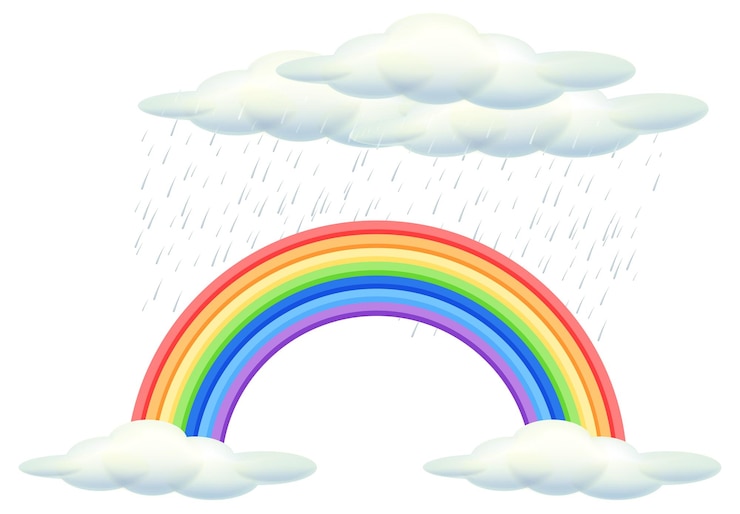 Vector Gratis rainbow and rainy clouds illustration