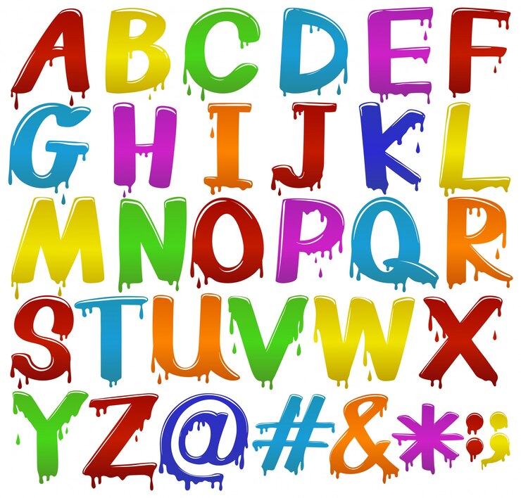 Vector Gratis rainbow coloured big letters of the alphabet on a white background