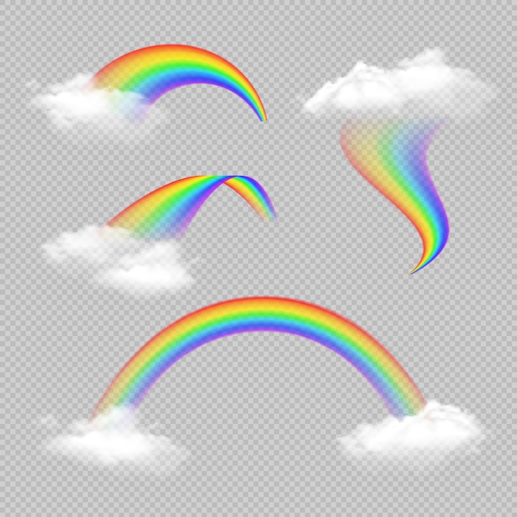 Vector Gratis rainbow realistic transparent set in different shape isolated