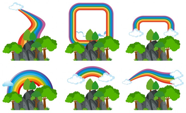 Vector Gratis rainbows over the rocky mountains