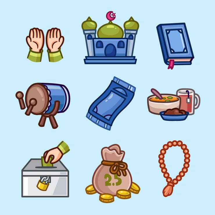 Vector Gratis ramadhan set cartoon vector icon illustration people religion icon isolated flat vector