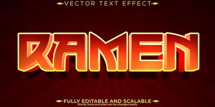 Vector Gratis ramen japan text effect editable asia and soup text style