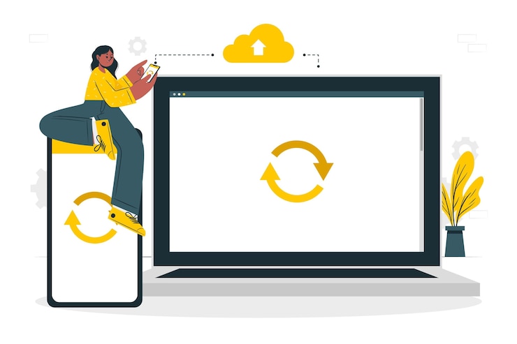 Vector Gratis real-time sync concept illustration