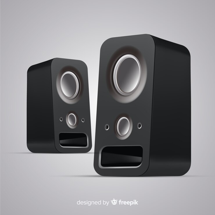 Vector Gratis realistic 3d black speaker background