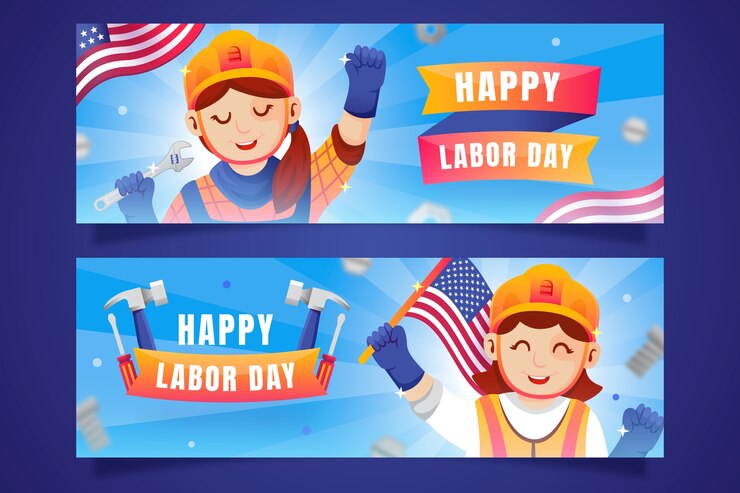 Vector Gratis realistic banners set for labor day celebration