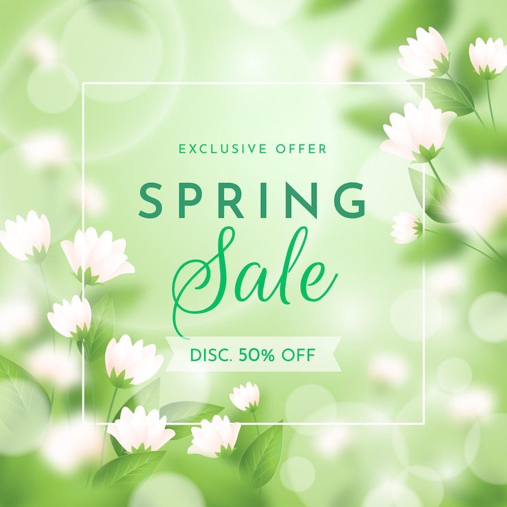 Vector Gratis realistic blurred spring sale illustration with blossom