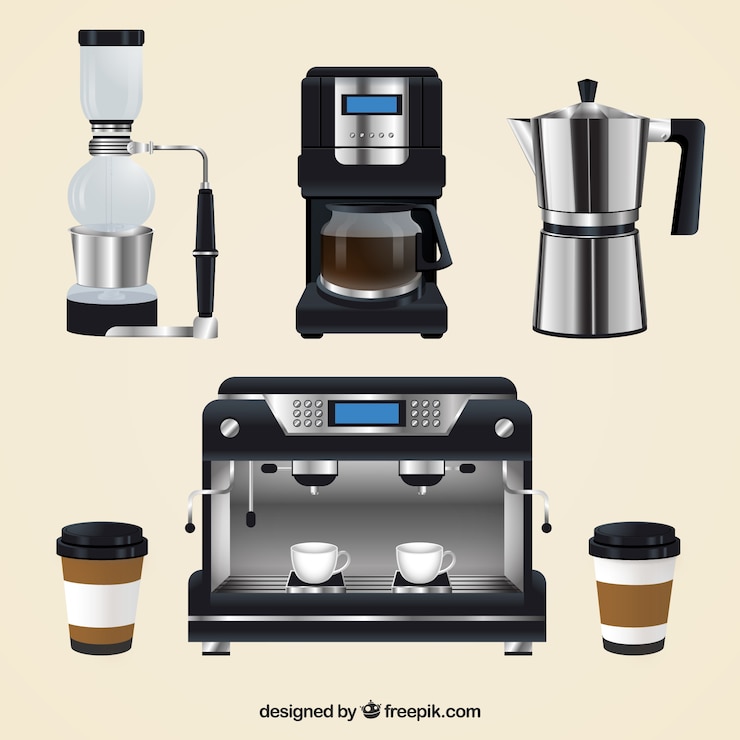 Vector Gratis realistic coffee maker pack