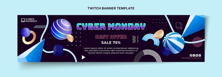 Vector Gratis realistic cyber monday twitch banner