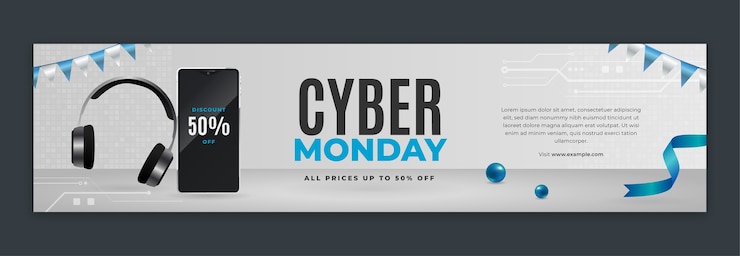 Vector Gratis realistic cyber monday twitch banner