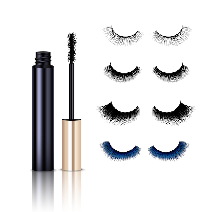 Vector Gratis realistic false lashes mascara set