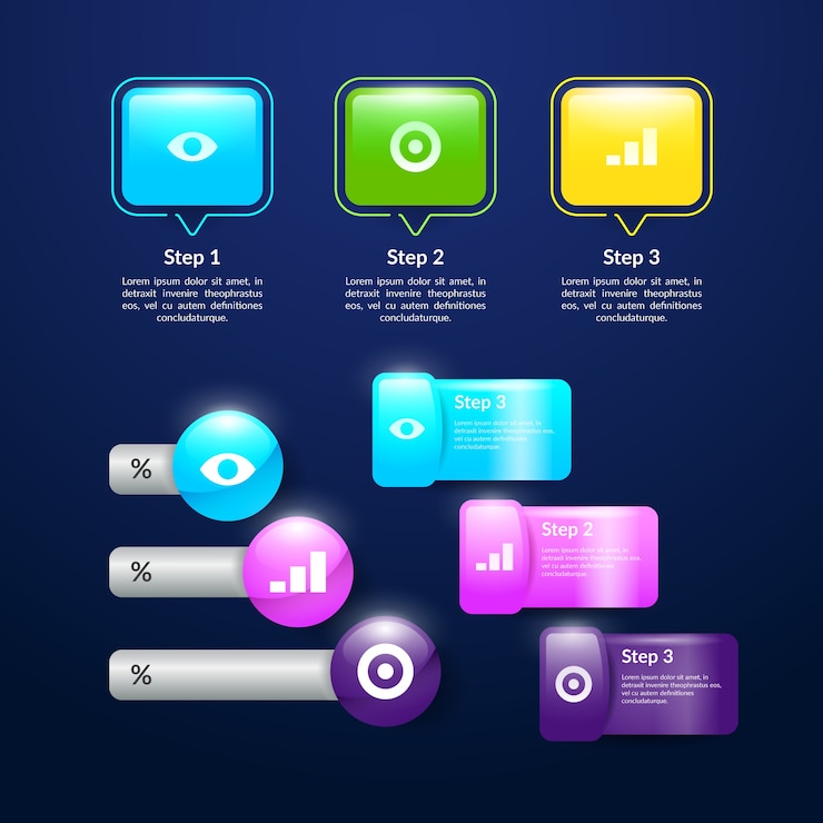 Vector Gratis realistic glossy infographic element collection