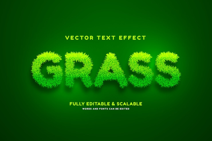 Vector Gratis realistic grass text effect