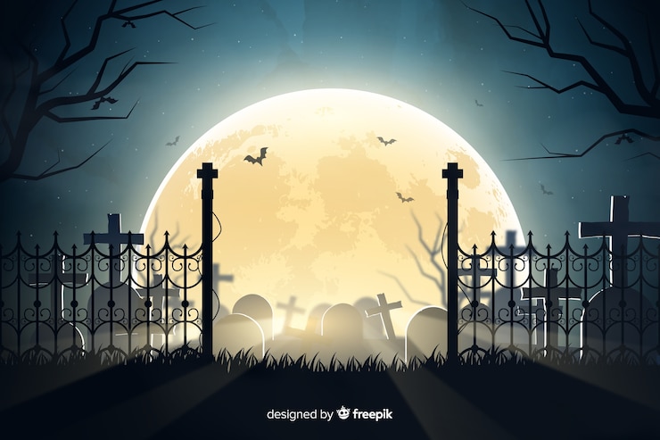 Vector Gratis realistic halloween cemetery background