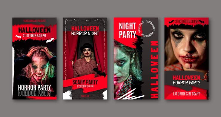 Vector Gratis realistic halloween instagram stories collection