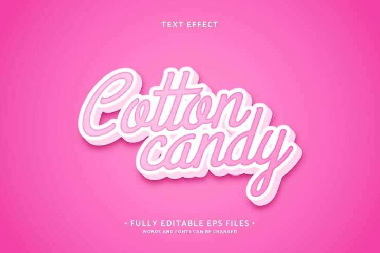 Vector Gratis realistic hot pink cotton candy text effect