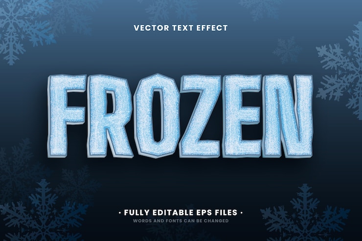 Vector Gratis realistic ice text effect with snowflakes