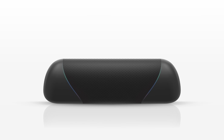 Vector Gratis realistic illustration of black portable speaker isolated on white background. 