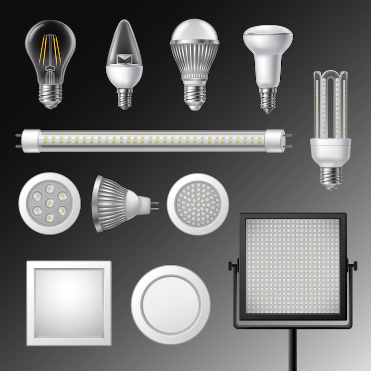 Vector Gratis realistic led lamps set