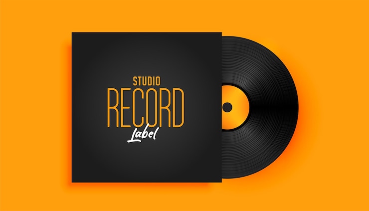 Vector Gratis realistic music record label disk mockup