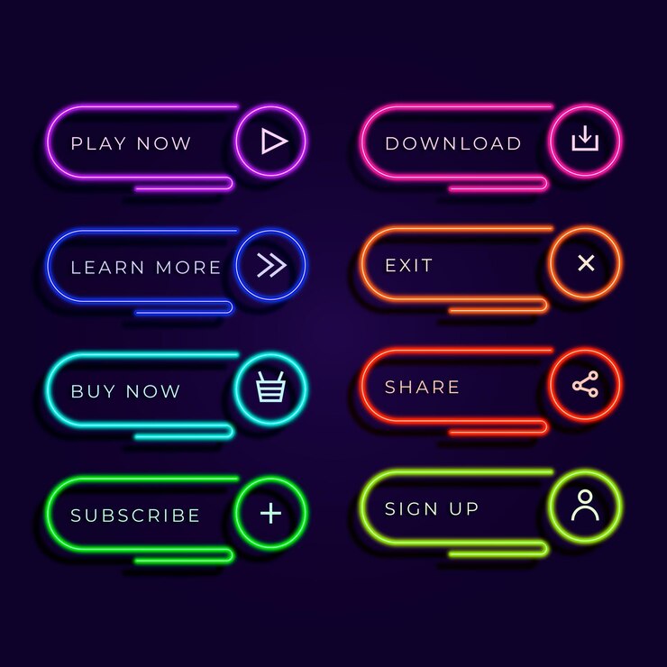 Vector Gratis realistic neon call to action button pack