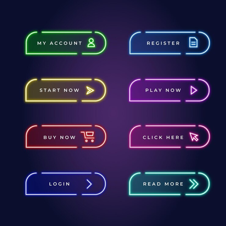 Vector Gratis realistic neon call to action button pack