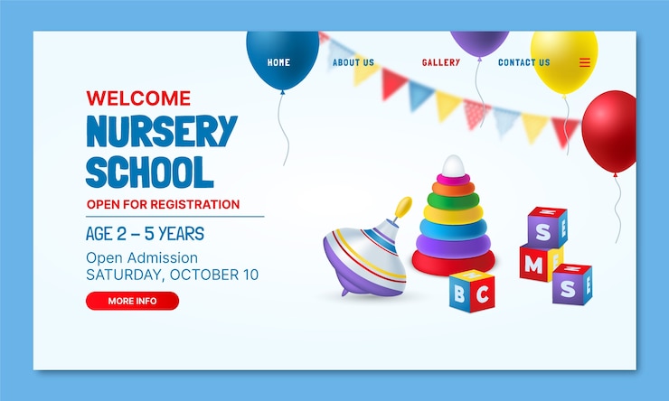Vector Gratis realistic nursery school landing page
