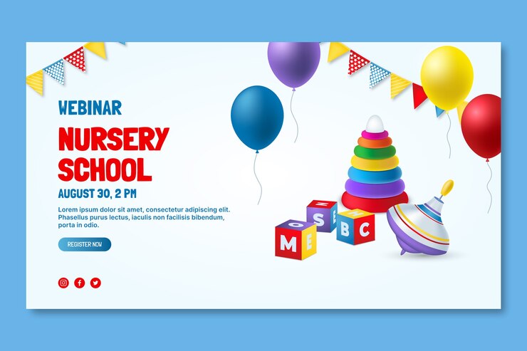Vector Gratis realistic nursery school webinar template