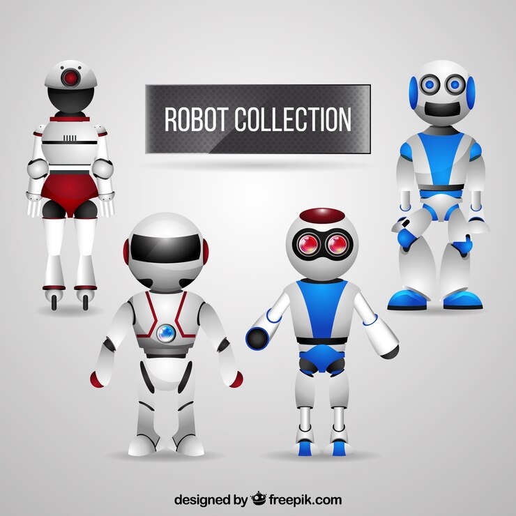 Vector Gratis realistic robot character collection