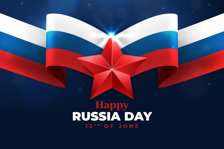 Vector Gratis realistic russian flag and star