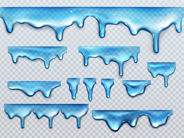 Vector Gratis realistic set of dripping blue pure water