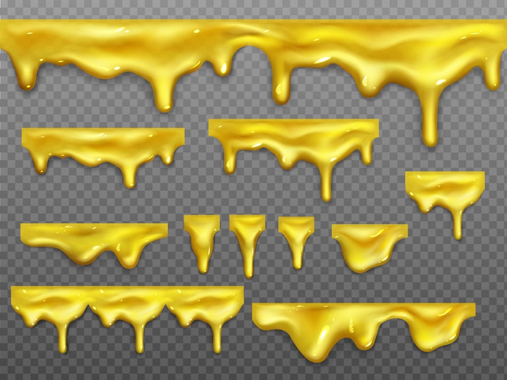 Vector Gratis realistic set of dripping gold liquid honey