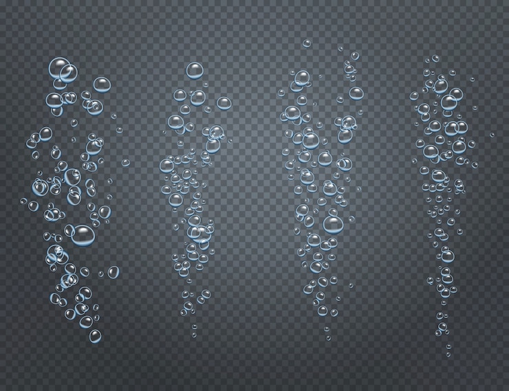 Vector Gratis realistic set of underwater fizzy streams consisting of ascending air bubbles