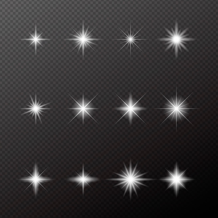 Vector Gratis realistic sparkling star collection