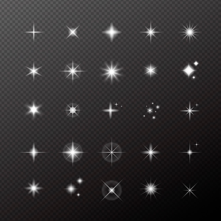 Vector Gratis realistic sparkling star collection