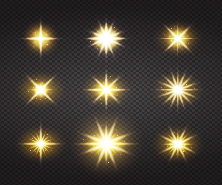Vector Gratis realistic sparkling star collection
