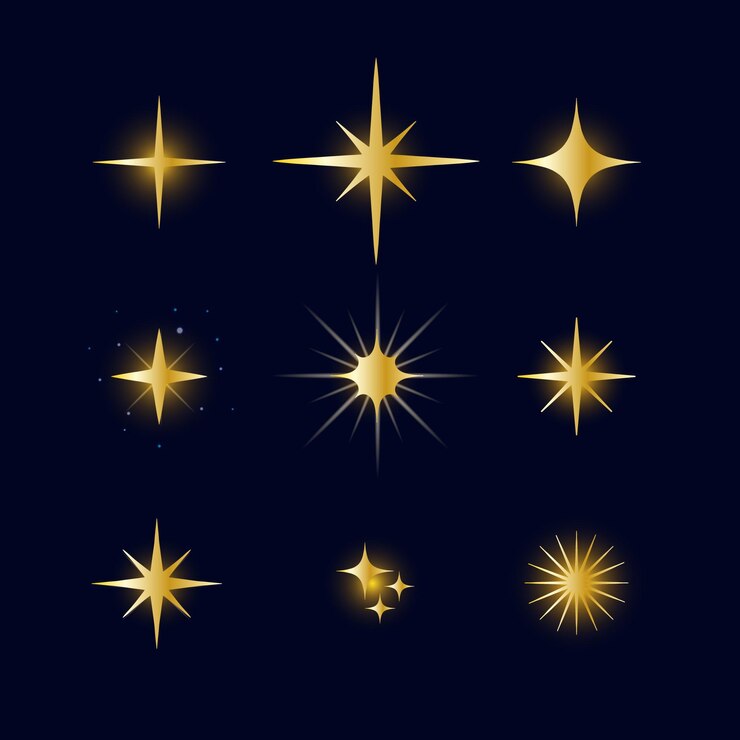 Vector Gratis realistic sparkling stars collection