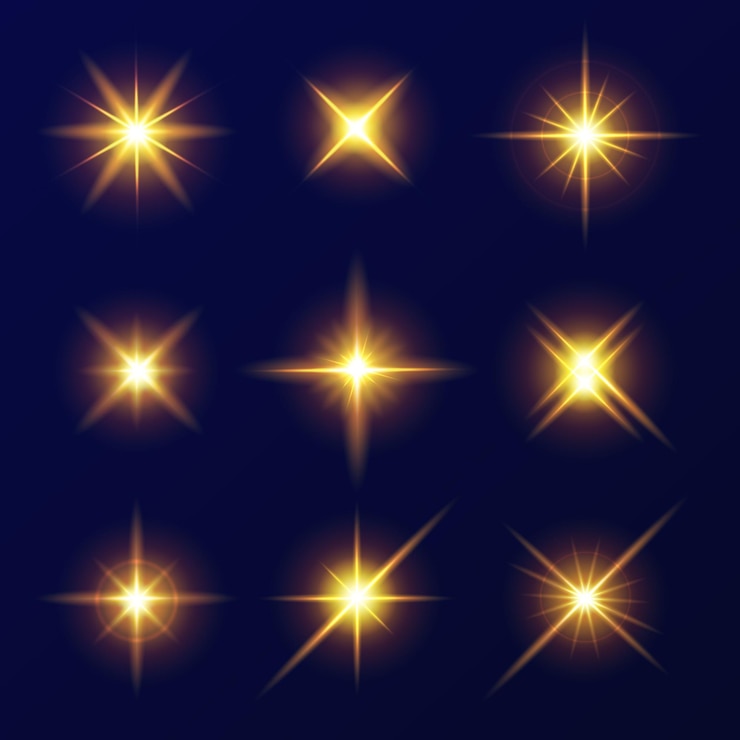 Vector Gratis realistic sparkling stars collection