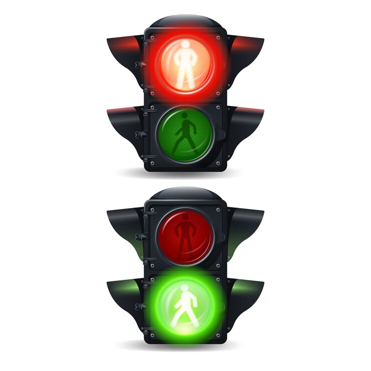 Vector Gratis realistic stop and go pedestrian traffic lights set