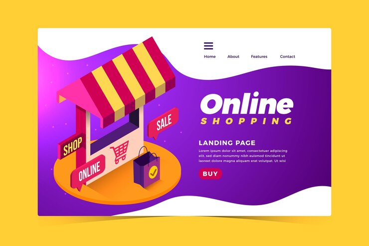 Vector Gratis realistic style shopping online landing page