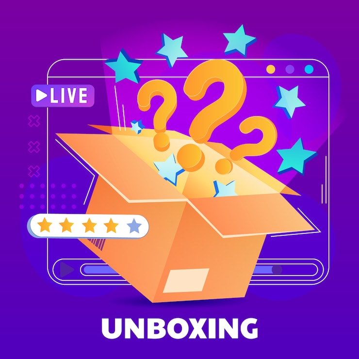 Vector Gratis realistic unboxing illustration