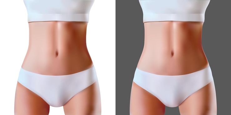 Vector Gratis realistic vector icon illustration woman body belly stomach or hygiene concept