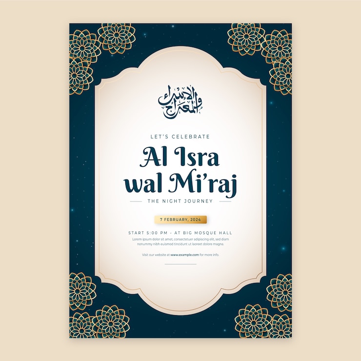Vector Gratis realistic vertical poster template for isra miraj