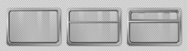 realistic windows in train or metro wagon