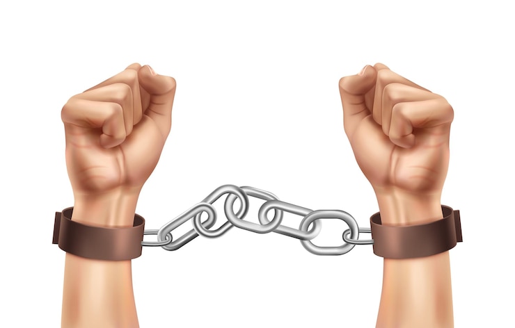 Vector Gratis realistic world day social justice composition with enchained human hands
