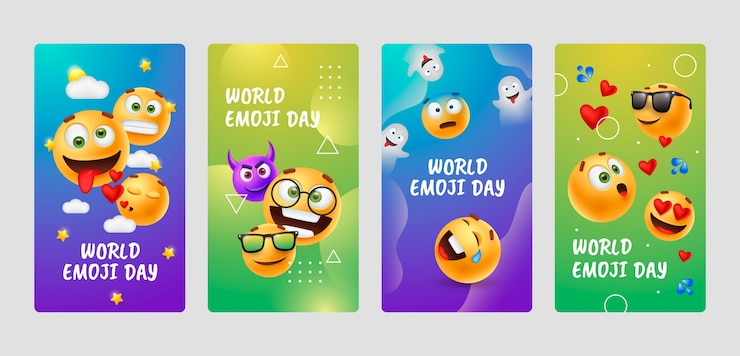 Vector Gratis realistic world emoji day instagram stories collection