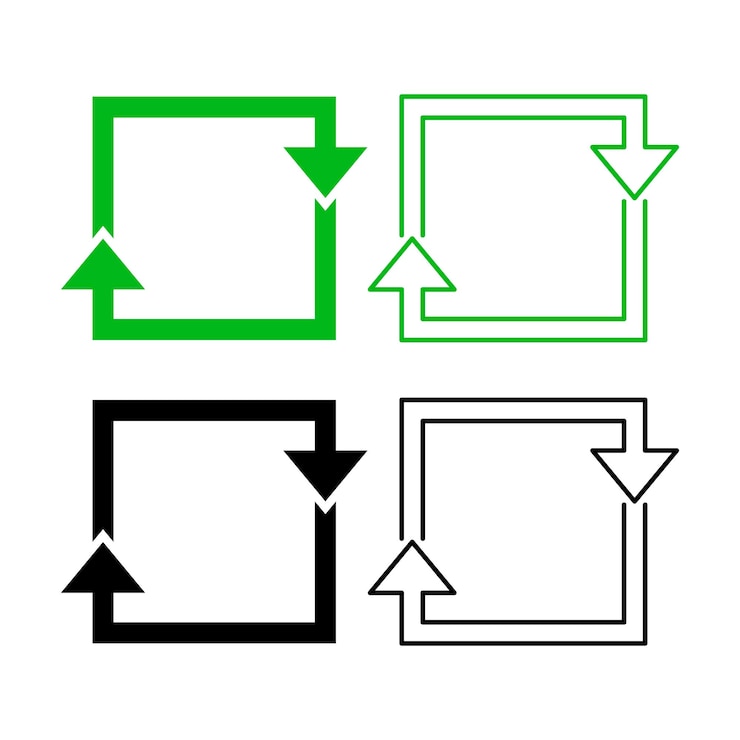 Vector Gratis recycle arrows square style set