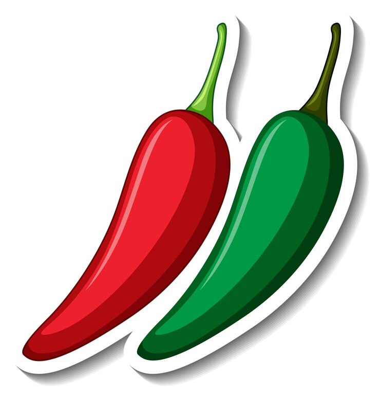 Vector Gratis red and green chilli cartoon sticker
